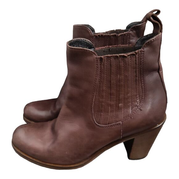Boemos women's ankle Brown leather ankle booties Italy Elastic Size 40/ US9 - Picture 3 of 8